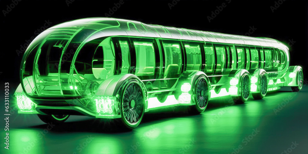 A futuristic bus speeding up along the streets - Generative AI