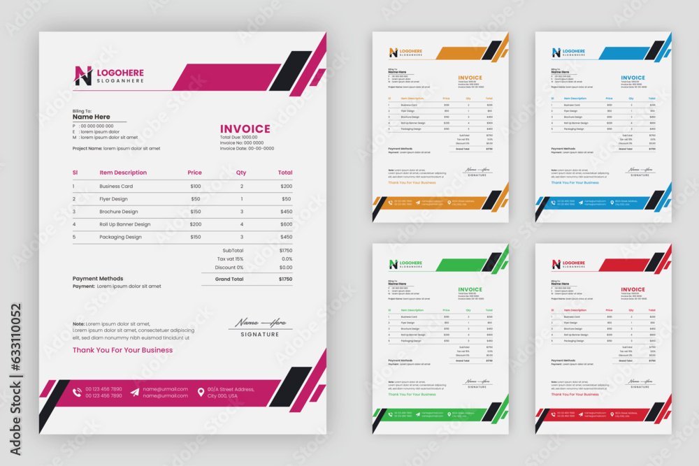 Invoice minimal design template. Bill form business invoice accounting ...