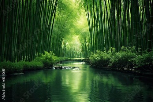 Misty bamboo forest in the morning
