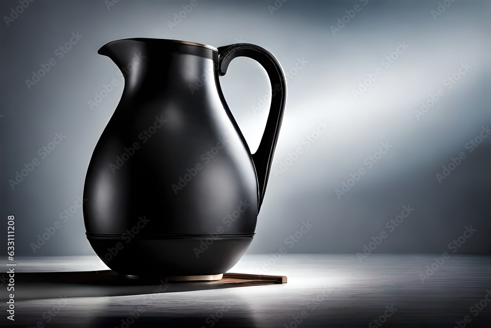 a black jug with black background 