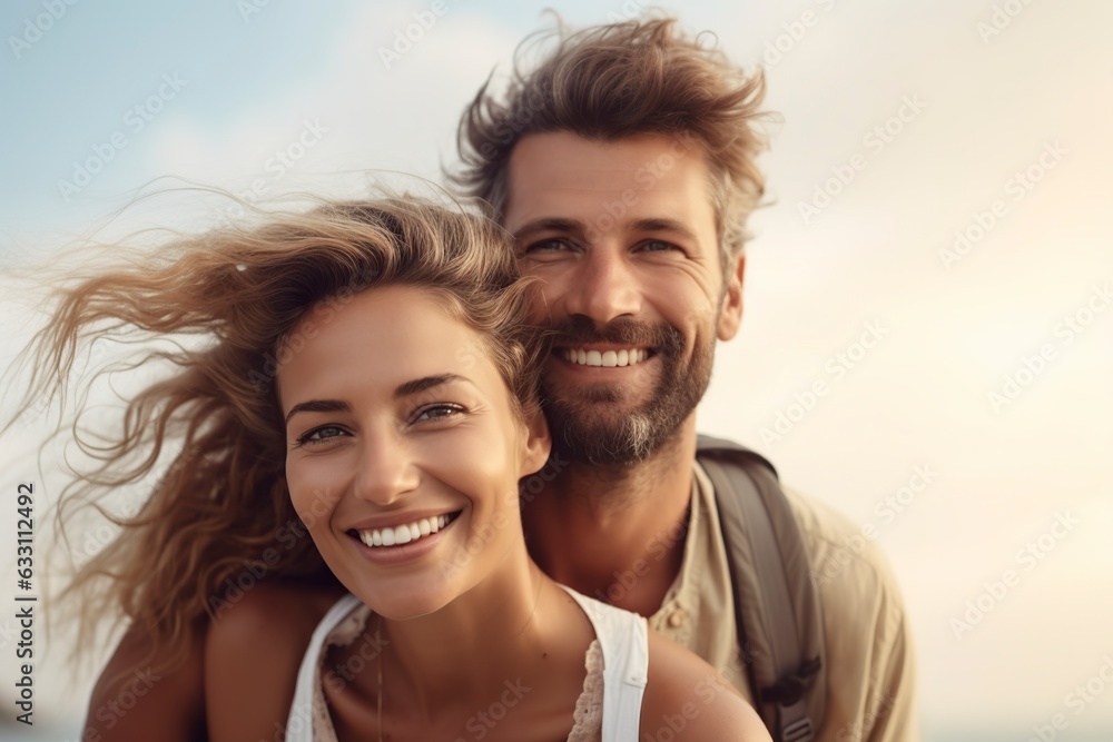 happy loving couple enjoying on the beach happy loving couple enjoying on the beach