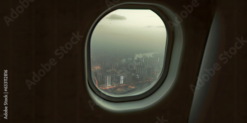 Airplane seat with a great view from the window - Generative AI © jovannig