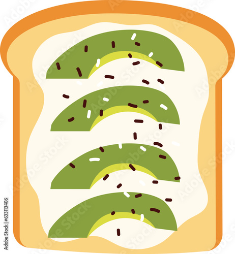 Avocado toast on isolated white background. Vector illustration cartoon flat style