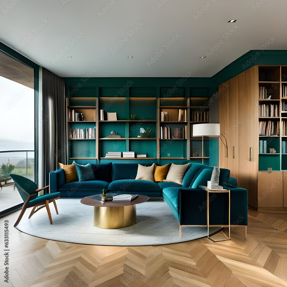 Fototapeta premium modern living room with kitchen