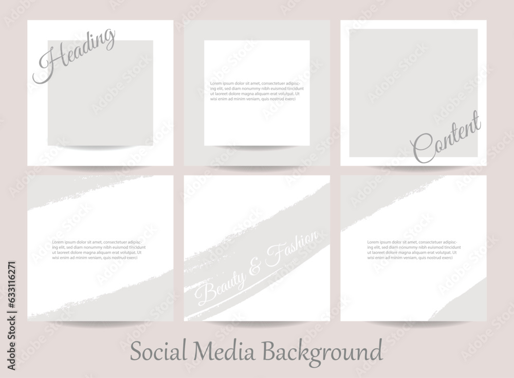 Minimalist social media story post feed branding background or web banner template. Pink nude pastel gold watercolor vector texture frame mockup for beauty, jewelry, cosmetics, wedding