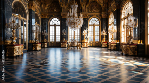 Breathtaking beauty of the Palace interior with big windows. photo