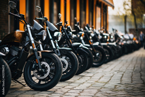motorcycles parked on the motorcycles parking lot on gathering or event, AI Generated