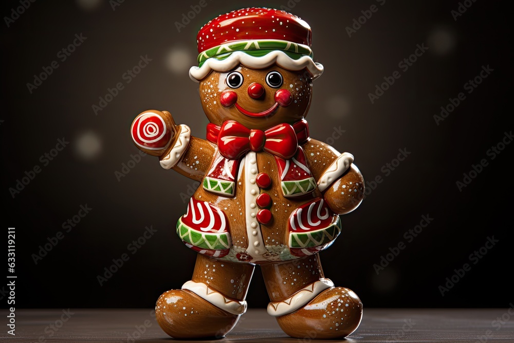 Christmas Sweet holiday magic Christmas Gingerbread man joyfully adorned, powdered sugar wonderland