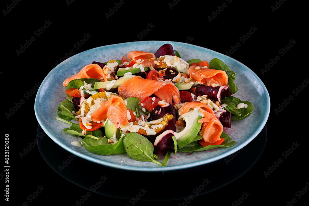 salad with vegetables and red fish salad with vegetables and red fish