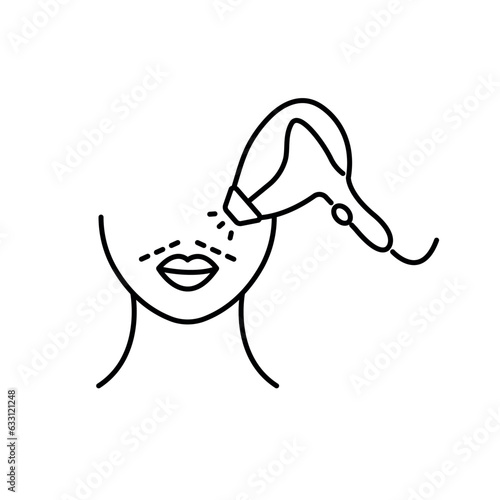 Mustache laser hair removal icon. Methods of laser mustache hair removal. Vector illustration 