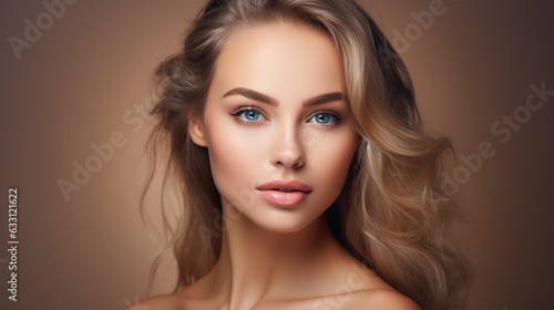 beautiful face of a young woman with perfect healthy skin