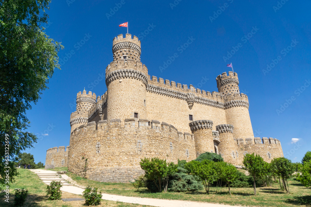 New castle of Manzanares el Real (15th century). It was declared a Historic-Artistic Monument in 1931. Community of Madrid, Spain.