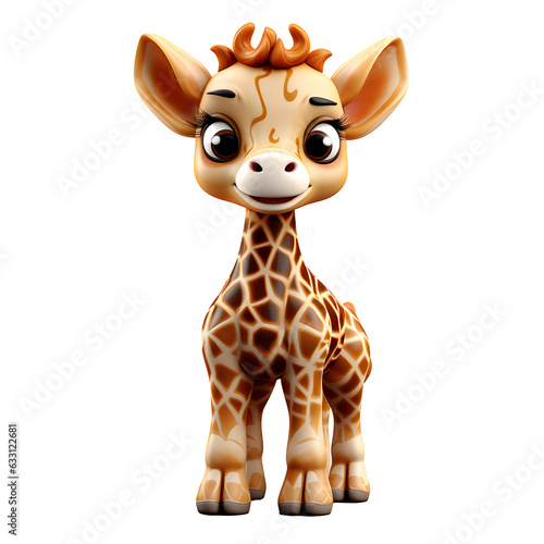 Cute Adorable 3D Giraffe  A Playful and Charming Digital Creation. Generated AI