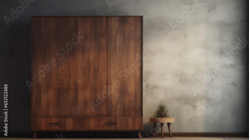 Wooden cupboard in a room created with Generative AI © mg photo