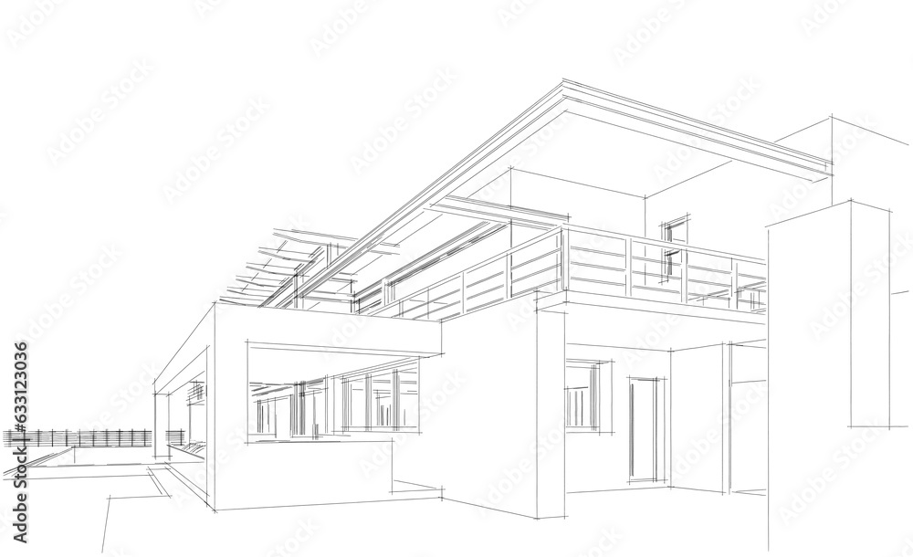 House building sketch 3d rendering 