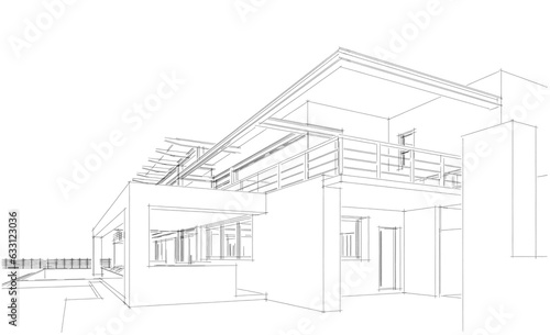 House building sketch 3d rendering 