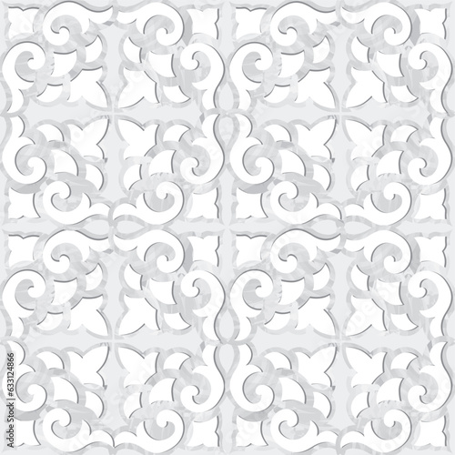 Abstract floral seamless pattern. Mosaic floral ornamental background. Flourish tile ornament in classical european medieval style with Good for fabric, textile, wallpaper or interior background desig