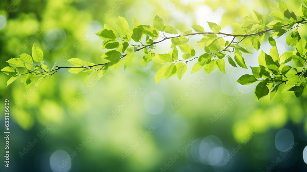 A stunningly blurred background image, perfect for showcasing products in spring and summer. The defocused foliage of trees creates a mesmerizing backdrop on a brilliantly sunny da 