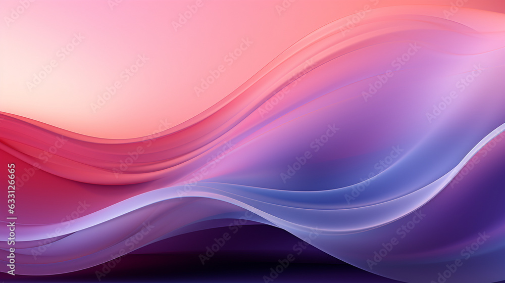 An aesthetically pleasing and abstractly vibrant geometric backdrop, characterized by gracefully flowing smooth waves and a harmonious transition of colors from a deep purple hue 