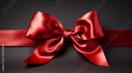 A stunning red satin ribbon featuring a neatly tied bow, presented in isolation against a transparent background.