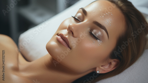 An air of sophistication graces the photo, as a woman is seen receiving a microdermabrasion treatment, her complexion illuminated by the process that gently exfoliates and revitali photo