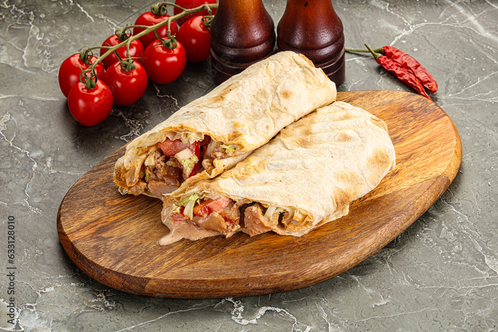 Shawarma with grilled chicken meat Shawarma with grilled chicken meat