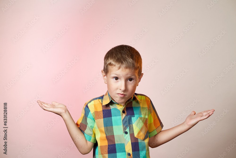 Thoughtful child on gradient color background Thoughtful child on gradient color background