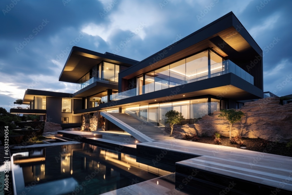 A stunning contemporary house adorned with magnificent outdoor design. The exterior of this home radiates luxury and elegance. A stunning contemporary house adorned with magnificent outdoor design. The exterior of this home radiates luxury and elegance.