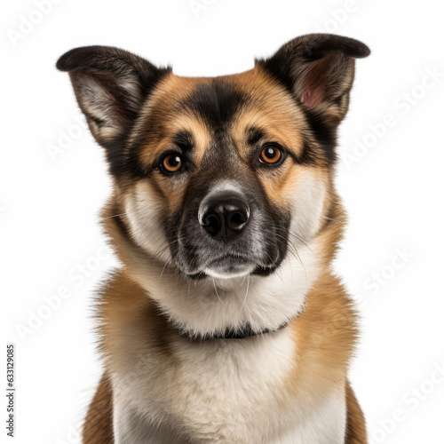 Isolated Akita Dog Portrait with Tilted Head on White Background - High Resolution Image