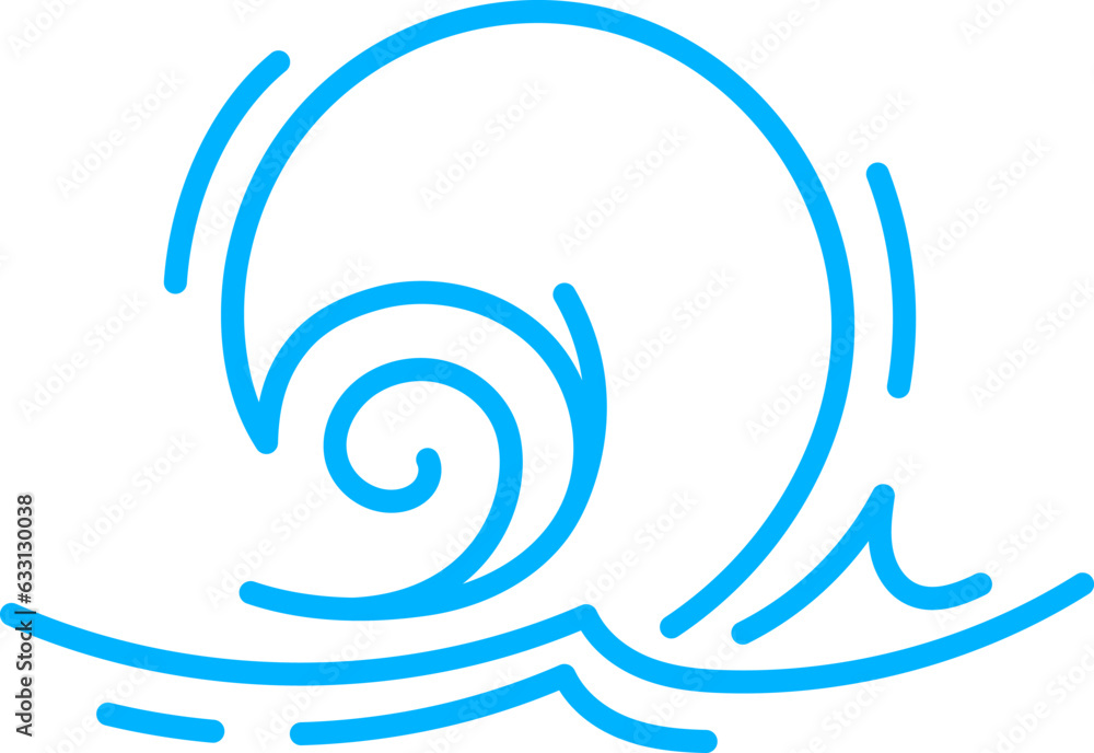 Naklejka premium Sea wave line icon, ocean water ripple or tide surf wave in vector blue outline. Cartoon doodle line water wave of sea tide, marine curves and ocean surf curl for ornament or pattern