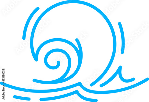 Sea wave line icon, ocean water ripple or tide surf wave in vector blue outline. Cartoon doodle line water wave of sea tide, marine curves and ocean surf curl for ornament or pattern