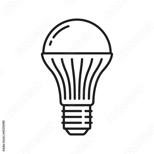 Light bulb and LED lamp line icon or pictogram. Illumination technology, modern LED lightbulb or electricity saving, eco lamp bulb with heat sink linear vector pictogram or outline symbol