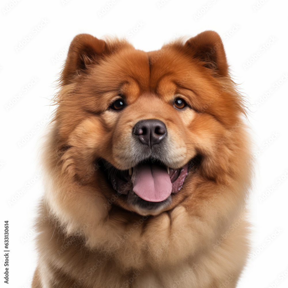 Smiling Chow Chow Dog with White Background - Isolated Portrait Image Smiling Chow Chow Dog with White Background - Isolated Portrait Image