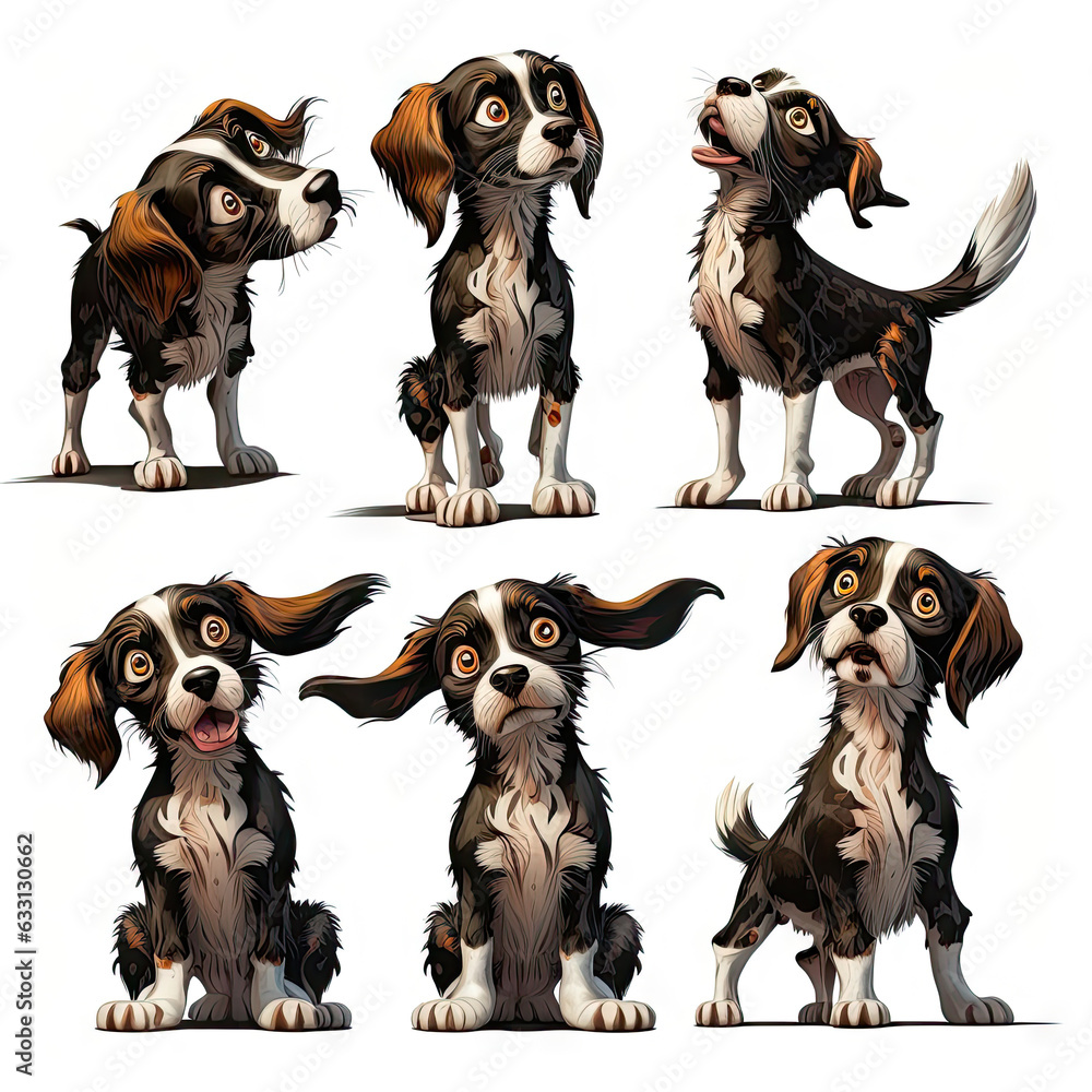 Set of cute dogs with different poses and coat colors. illustration Set of cute dogs with different poses and coat colors. illustration