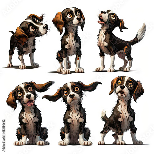 Set of cute dogs with different poses and coat colors. illustration © ebhanu