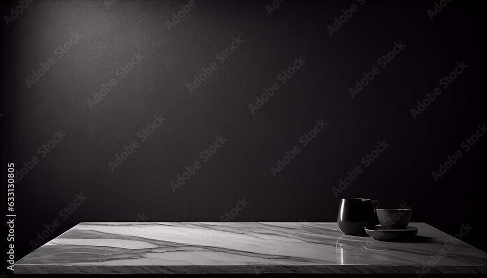 blank black marble table. Generative in ai blank black marble table. Generative in ai