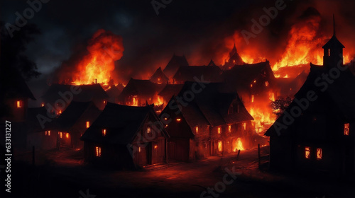 Fotografia A Massive Fire Breaks Out in a Village
