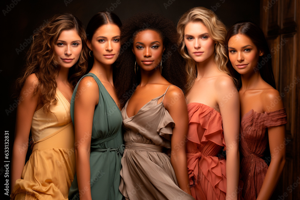 Obraz premium beautiful multiethnic female models in studio