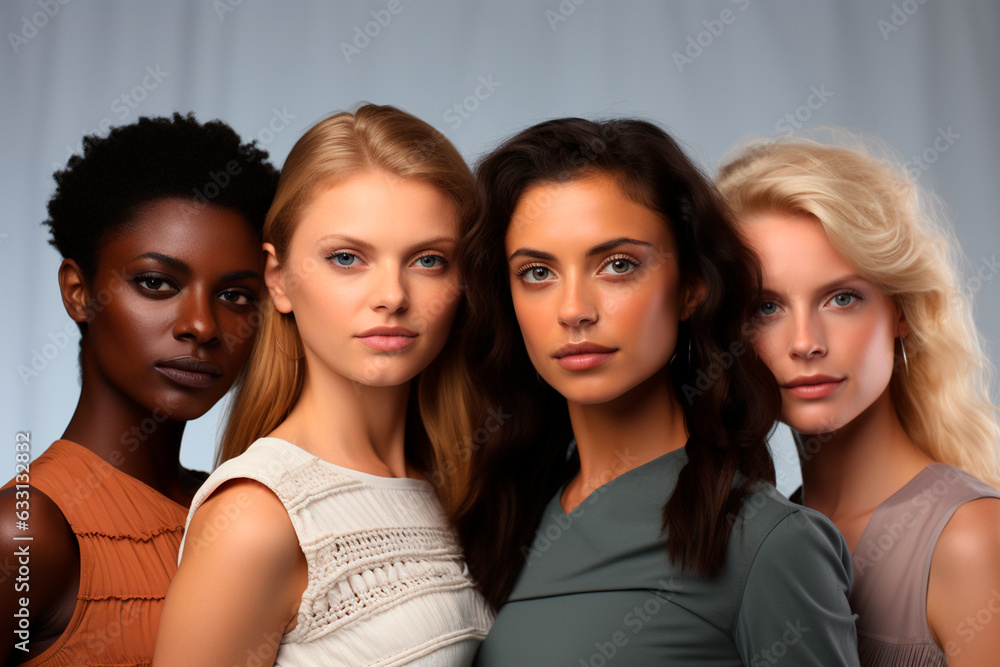 Fototapeta premium beautiful multiethnic female models in studio