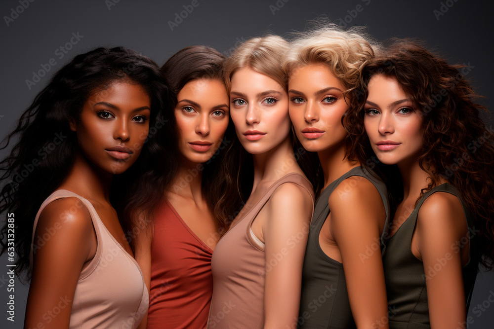 Obraz premium beautiful multiethnic female models in studio