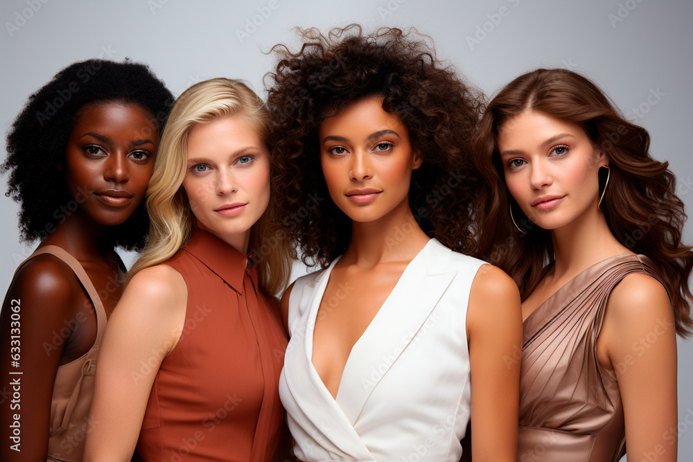 Fototapeta premium beautiful multiethnic female models in studio