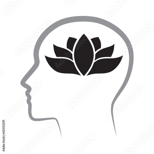 lotus flower inside human head, vector 