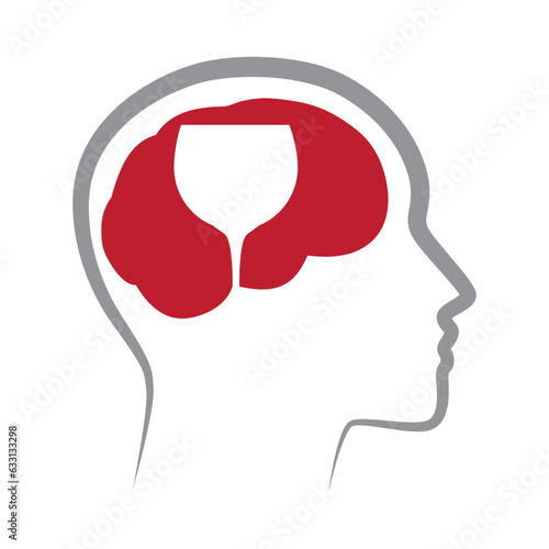glass of wine inside human head