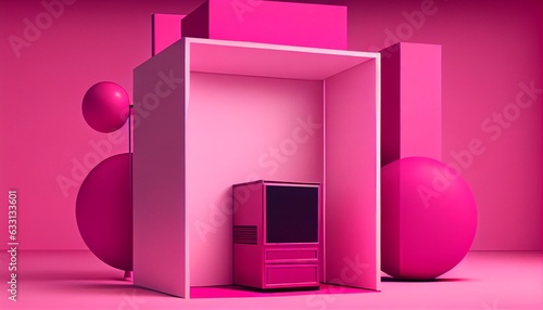 3d rendered illustration of a cube in pink color. Generative in ai