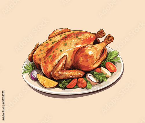 Roasted chicken - tender chick meat prepared on the grill