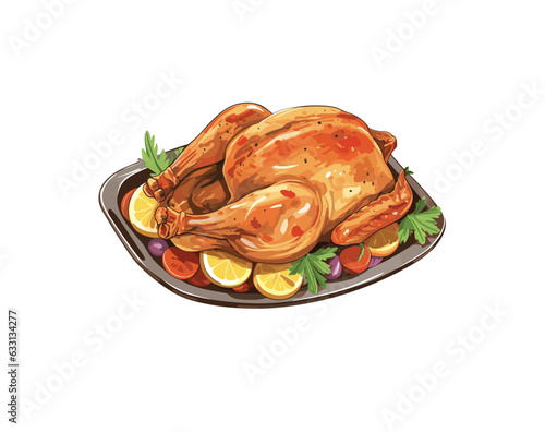 Roasted chicken - tender chick meat prepared on the grill