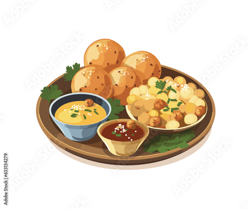 Indian food Pani puri, Golgappa plate isolated on white background
