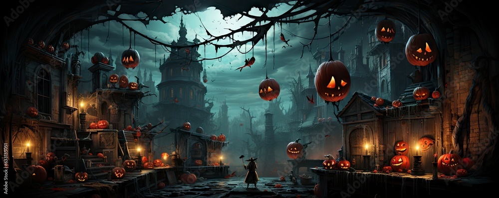 Halloween night with a spooky house and bats, halloween background. Halloween night with a spooky house and bats, halloween background.