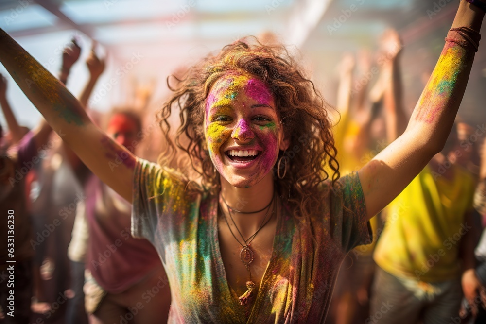 having fun girl at the festival of colors in india having fun girl at the festival of colors in india