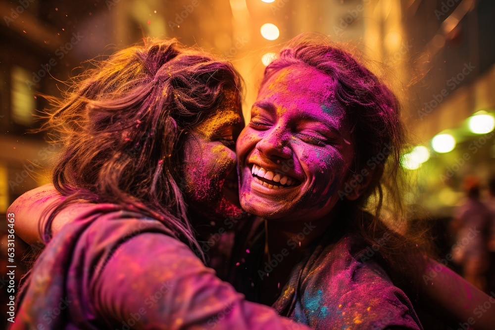 couple having fun at festival of colors in india